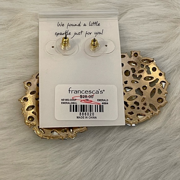 Francesca’s Earrings Blue and Emerald Green New - Picture 5 of 6